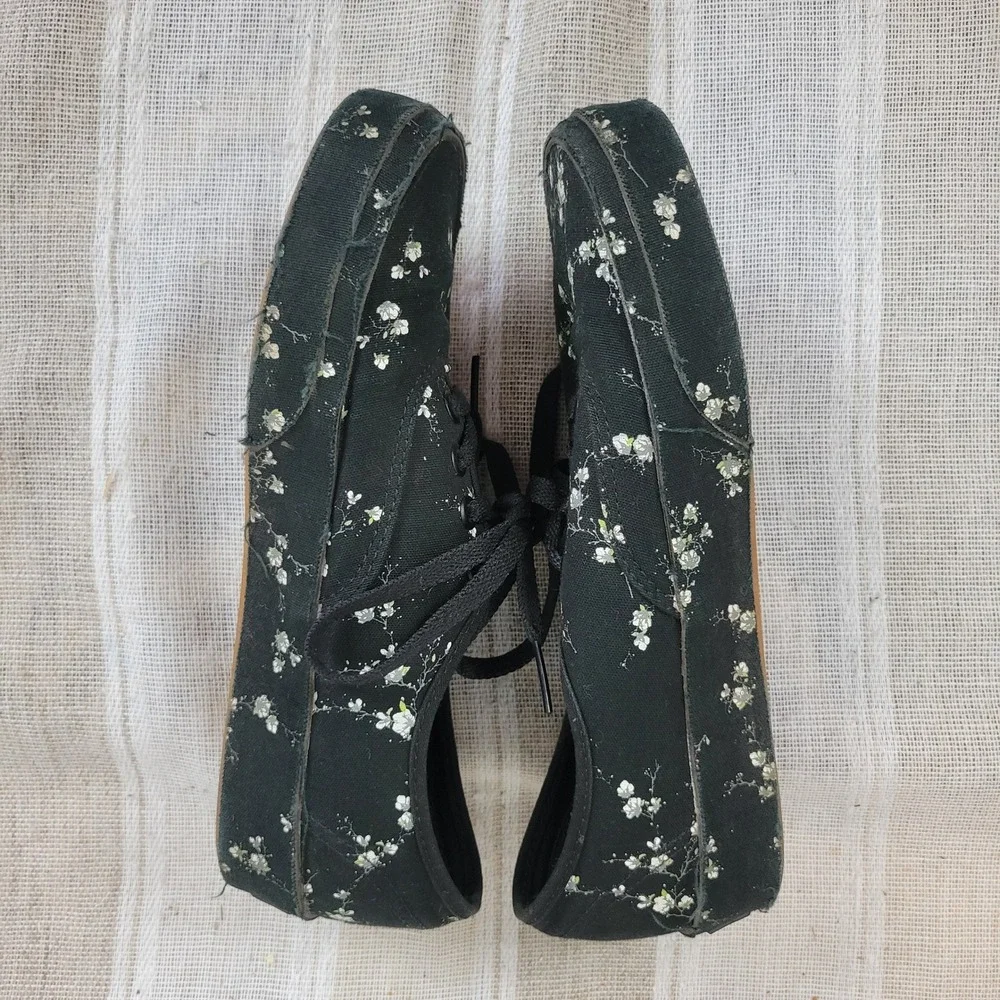 Vans Midnight Floral‎ Lace Up Sneakers Black White Size 7